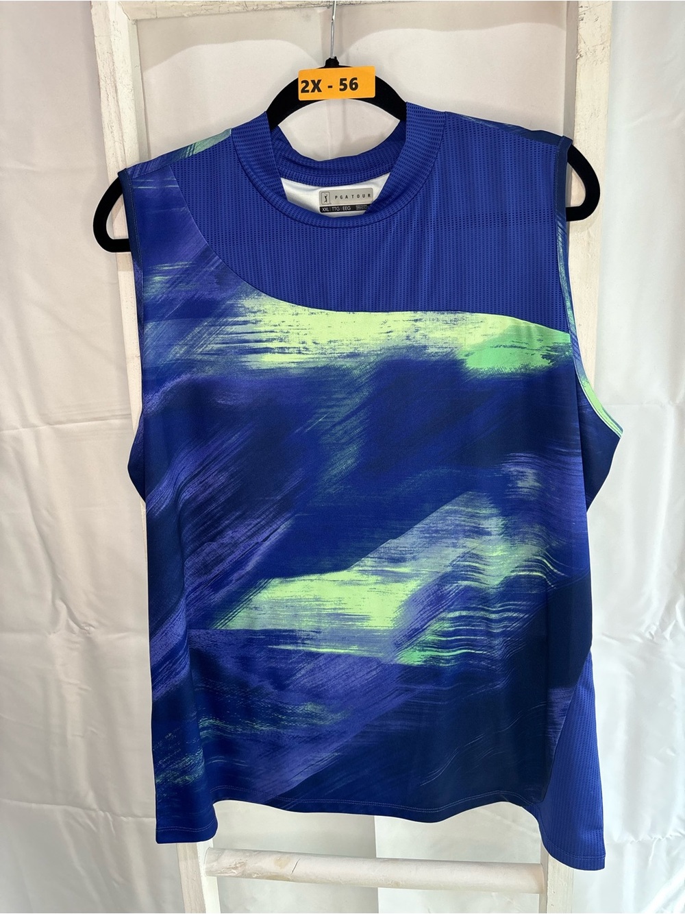 PGA Tour Blue & Neon Green Abstract Athletic Tank